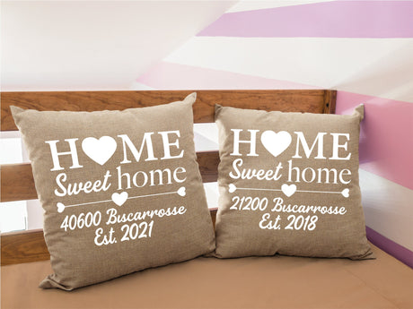 Address Pillow, Floor Pillow, Personalize Pillow, Home Pillow, Custom Burlap Pillow, Custom Pillow, Custom Pillow Covers, Custom Pillow Case - Arria Home