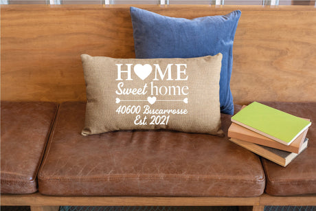 Address Pillow, Floor Pillow, Personalize Pillow, Home Pillow, Custom Burlap Pillow, Custom Pillow, Custom Pillow Covers, Custom Pillow Case - Arria Home