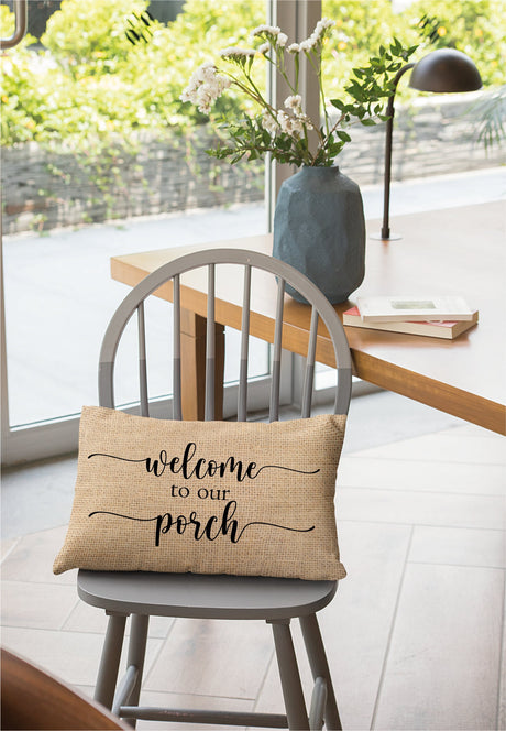 Farmhouse Pillow, Outdoor Pillows, Personalize Outdoor Pillow, Welcome To Our Porch, Outdoor Pillow Farmhouse, Custom Burlap Pillow - Arria Home