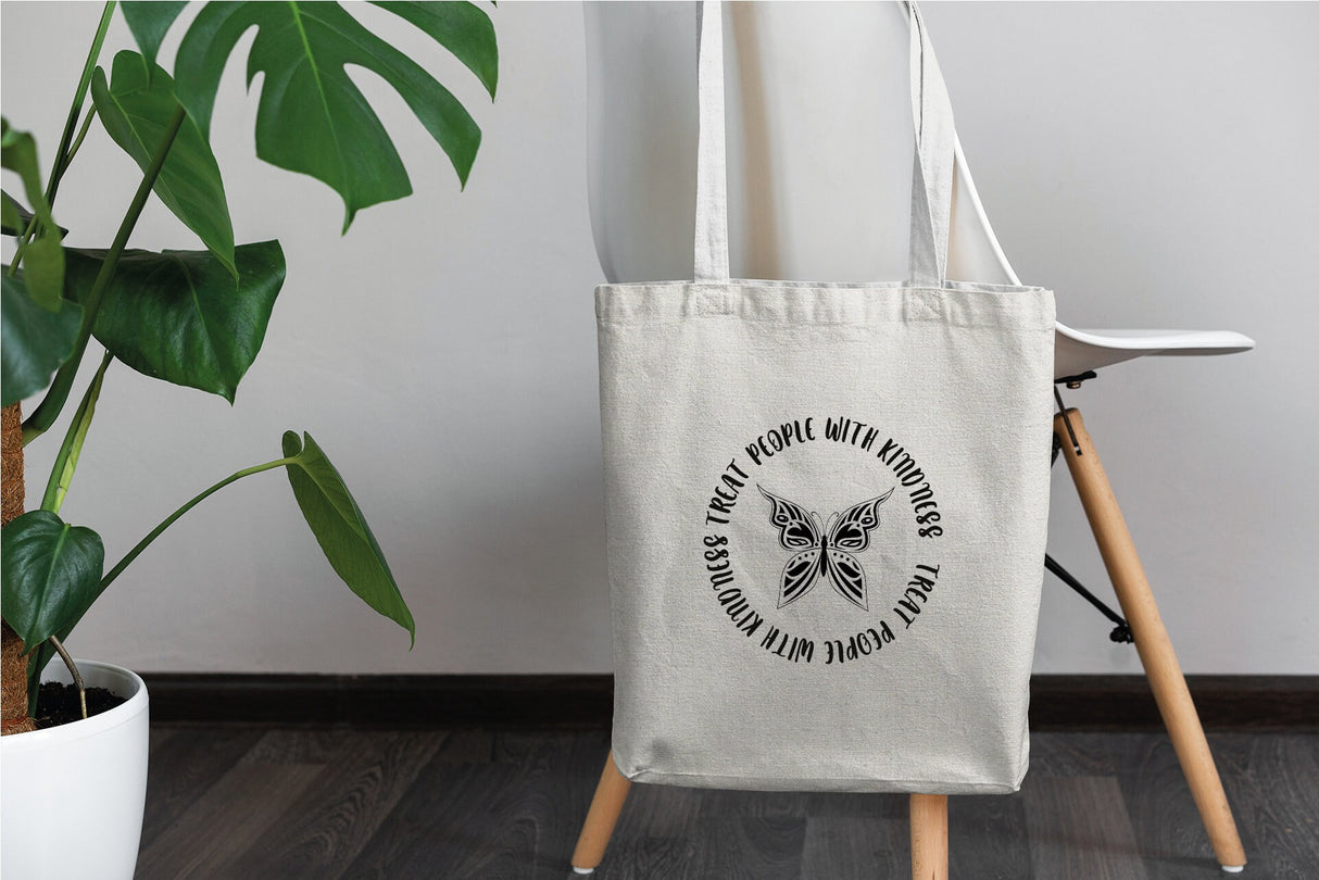 Tote Bags For Women, Cute Tote Bag, Treat People With Kindness, Butterfly Tote, Custom Tote Bag, Personalized Tote Bag, Canvas Tote Bag - Arria Home