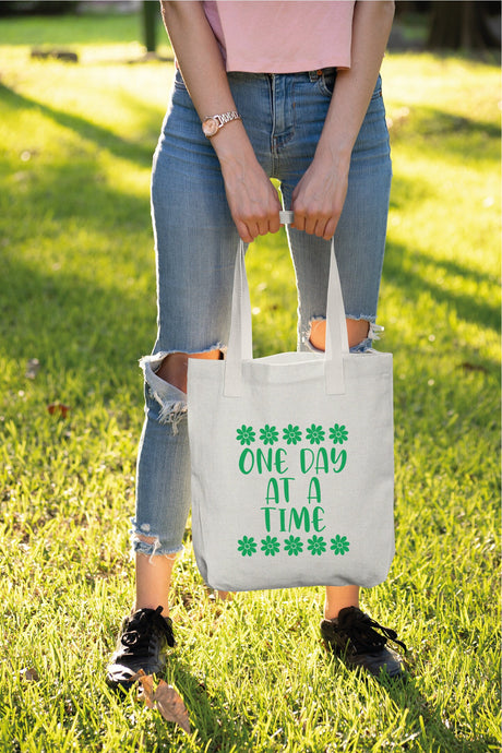 Tote Bags For Women, Canvas Tote Bag, Shopping Tote Bag, Reusable Tote Bag, Market Tote Bag, One Day At Time, Cotton Tote Bag - Arria Home