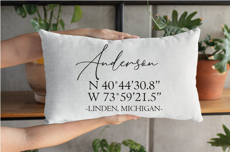 Address Pillow, Coordinate Pillow, Last Name Pillow, House Warming Gift, Housewarming Pillow, New Home Gift, Realtor Closing, Home Pillow - Arria Home