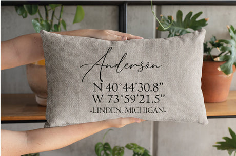 Address Pillow, Coordinate Pillow, Last Name Pillow, House Warming Gift, Housewarming Pillow, New Home Gift, Realtor Closing, Home Pillow - Arria Home