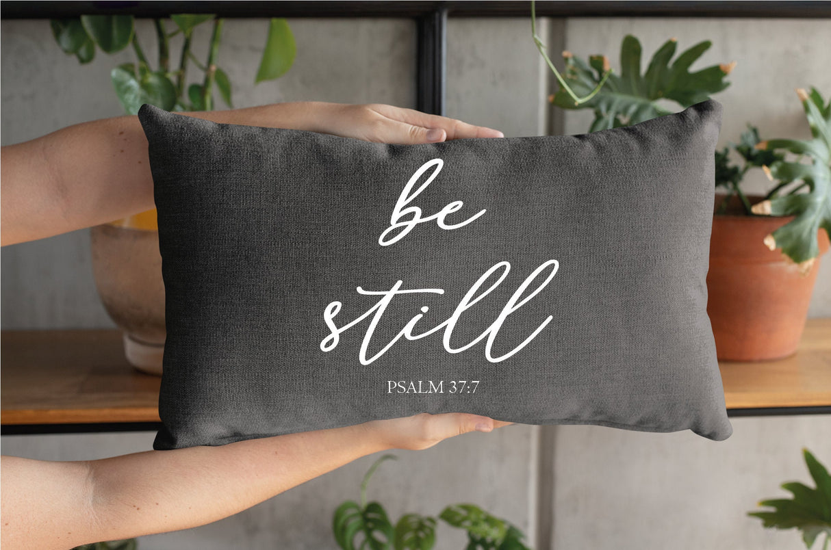 Lumbar Pillow, Throw Pillow, Be Still Pillow, Calligraphy Pillow, Religious Pillow, Christian Pillow, Psalm 37 7 Pillow, Housewarming Pillow - Arria Home