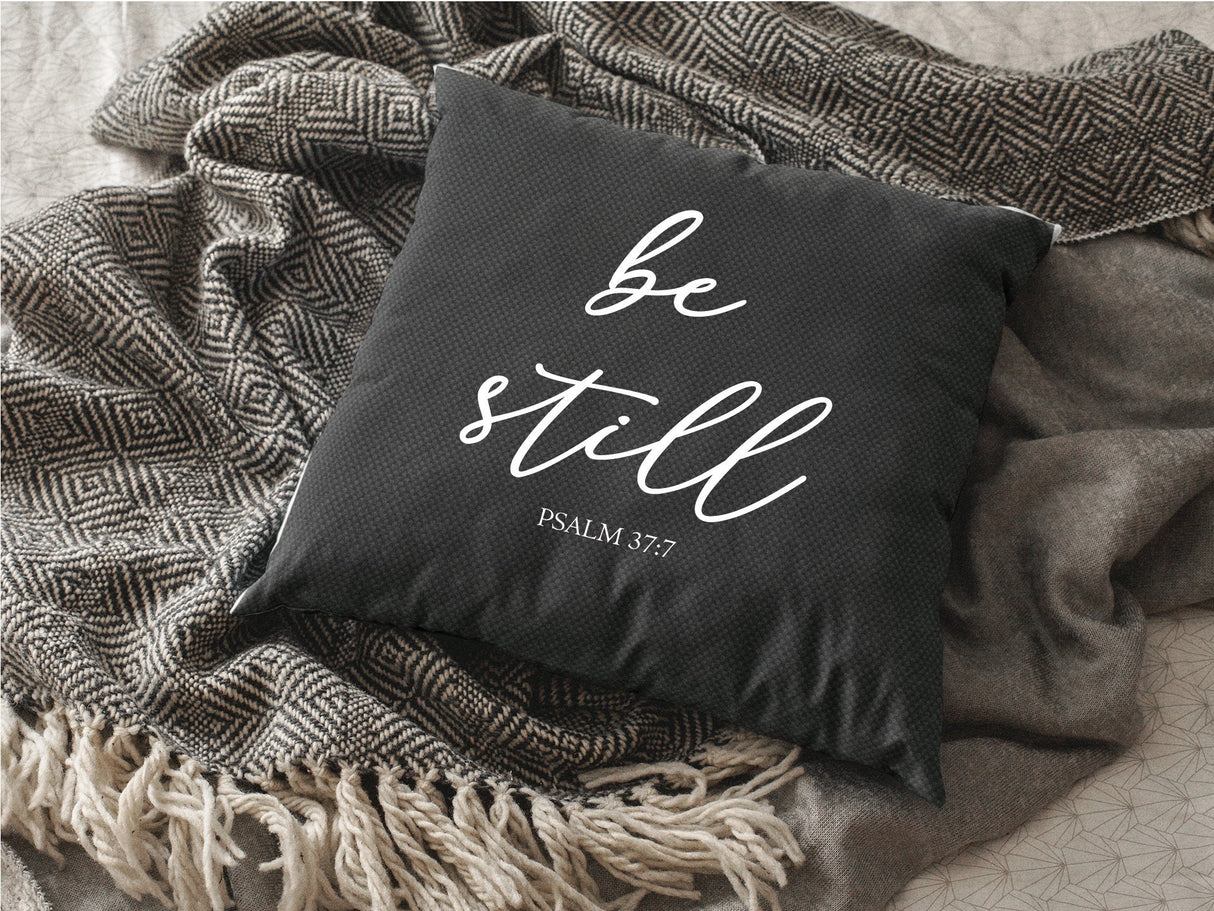 Lumbar Pillow, Throw Pillow, Be Still Pillow, Calligraphy Pillow, Religious Pillow, Christian Pillow, Psalm 37 7 Pillow, Housewarming Pillow - Arria Home