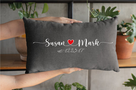 Custom Pillow, Personalize Pillow, Couple Pillow, Name Pillow Cover, Custom Lumbar Pillow, Wedding Gift, Anniversary, Kissen Personalisiert - Arria Home