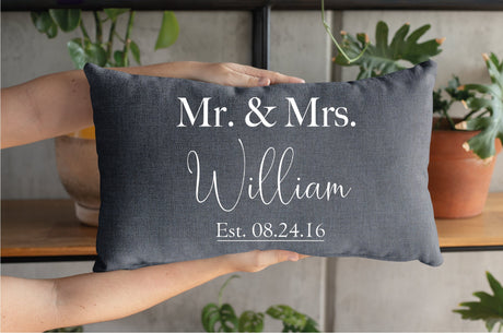 Mr And Mrs Pillow, Custom Pillow, Personalize Pillow, Wedding Gift, Anniversary Gift, Engagement Gift, Custom Pillow Cover, Personalized - Arria Home