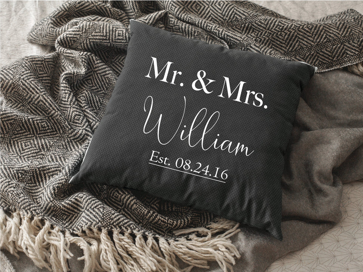 Mr And Mrs Pillow, Custom Pillow, Personalize Pillow, Wedding Gift, Anniversary Gift, Engagement Gift, Custom Pillow Cover, Personalized - Arria Home