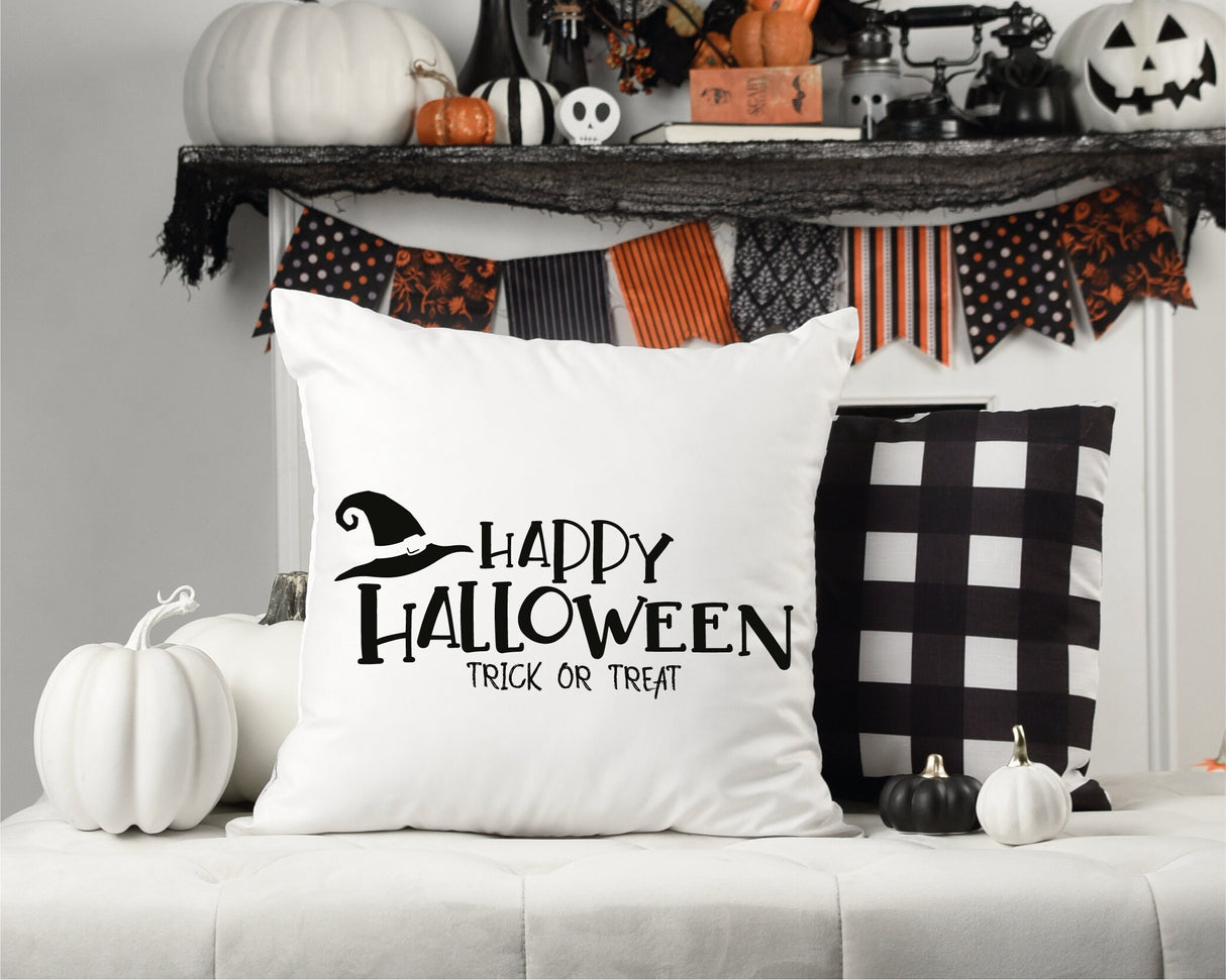 Happy Halloween Pillow, Halloween Throw Pillow, Halloween Decoration, Halloween Gift, Witch Hat, Trick or Treat, Halloween, Fall, Decoration - Arria Home