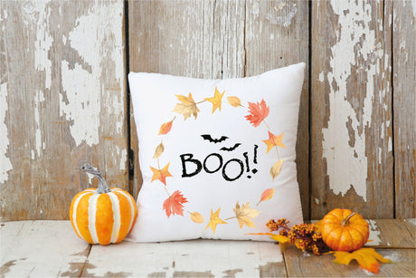 Boo Halloween Wteath Pillow, Fall Pillow, Farmhouse Decor, Fall Lumbar Pillow Cover, Country Decor, Cute Throw Pillow, Halloween, Fall Gift - Arria Home