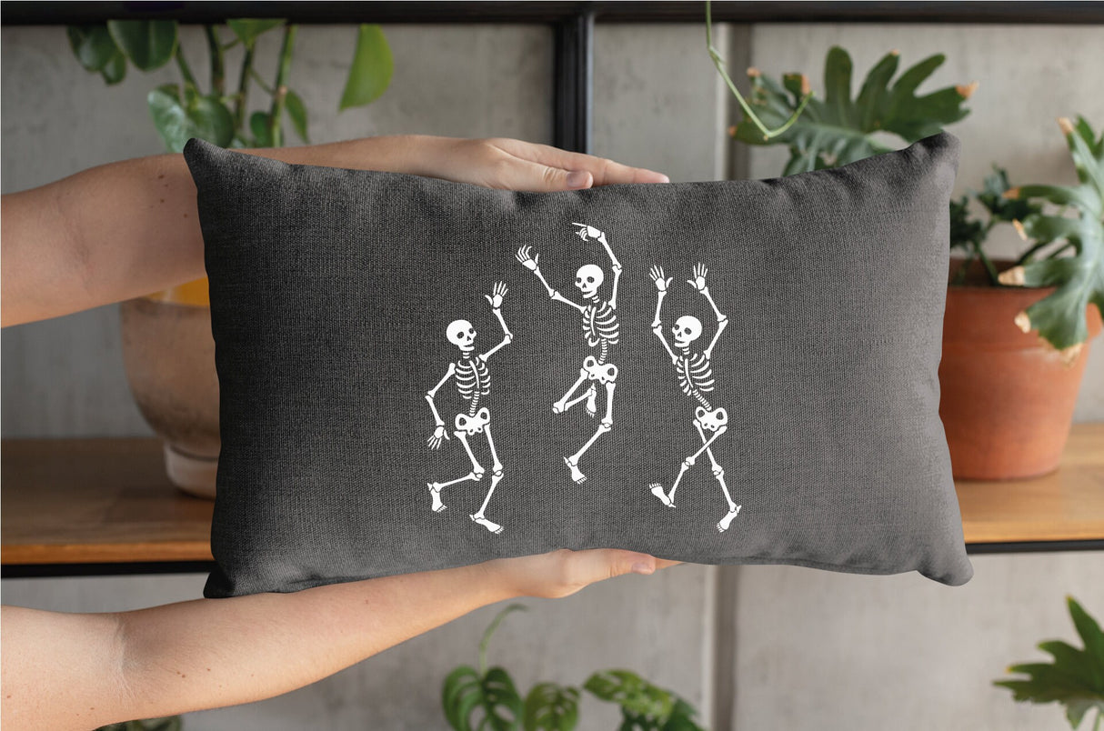 Dancing Skeletons Pillow, Halloween Decor, Halloween Pillow, Skeleton Pillow, Funny Helloween, Skeleton Decor, Fall Decor, Gothic Decoration - Arria Home