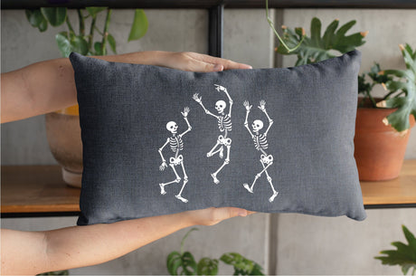 Dancing Skeletons Pillow, Halloween Decor, Halloween Pillow, Skeleton Pillow, Funny Helloween, Skeleton Decor, Fall Decor, Gothic Decoration - Arria Home