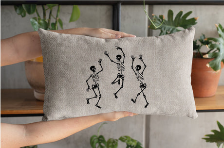 Dancing Skeletons Pillow, Halloween Decor, Halloween Pillow, Skeleton Pillow, Funny Helloween, Skeleton Decor, Fall Decor, Gothic Decoration - Arria Home