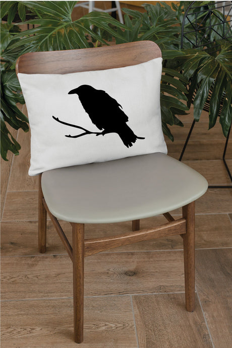 Raven Halloween Pillow, Raven Throw Pillow Cover, Halloween Decor, Spooky Decor, Fall Decor, Black Raven, Rustic, Farmhouse, Raven, Fall - Arria Home