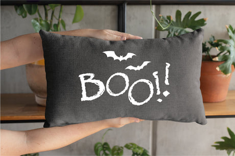 Halloween Boo Pillow , Fall Lumbar Pillow, Spooky Throw Pillow, Farmhouse Fall Pillow, Halloween Home Decor, Fall Home Decor, Halloween Gift - Arria Home