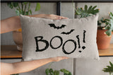 Halloween Boo Pillow , Fall Lumbar Pillow, Spooky Throw Pillow, Farmhouse Fall Pillow, Halloween Home Decor, Fall Home Decor, Halloween Gift - Arria Home