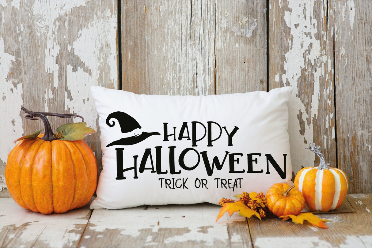 Happy Halloween Pillow, Halloween Throw Pillow, Halloween Decoration, Halloween Gift, Witch Hat, Trick or Treat, Halloween, Fall, Decoration - Arria Home