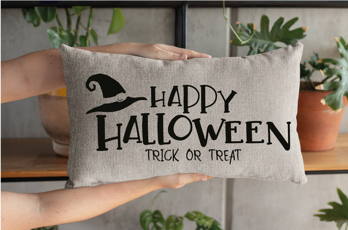 Happy Halloween Pillow, Halloween Throw Pillow, Halloween Decoration, Halloween Gift, Witch Hat, Trick or Treat, Halloween, Fall, Decoration - Arria Home