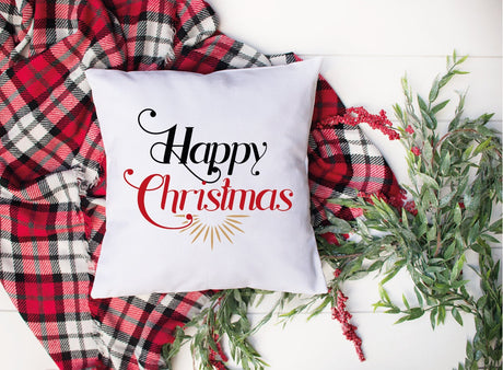 Happy Christmas Pillow, Christmas Pillow Cover, Christmas Cushion, Christmas Cushion, Farmhouse Pillow, Rustic Home Decor, Christmas Gift - Arria Home