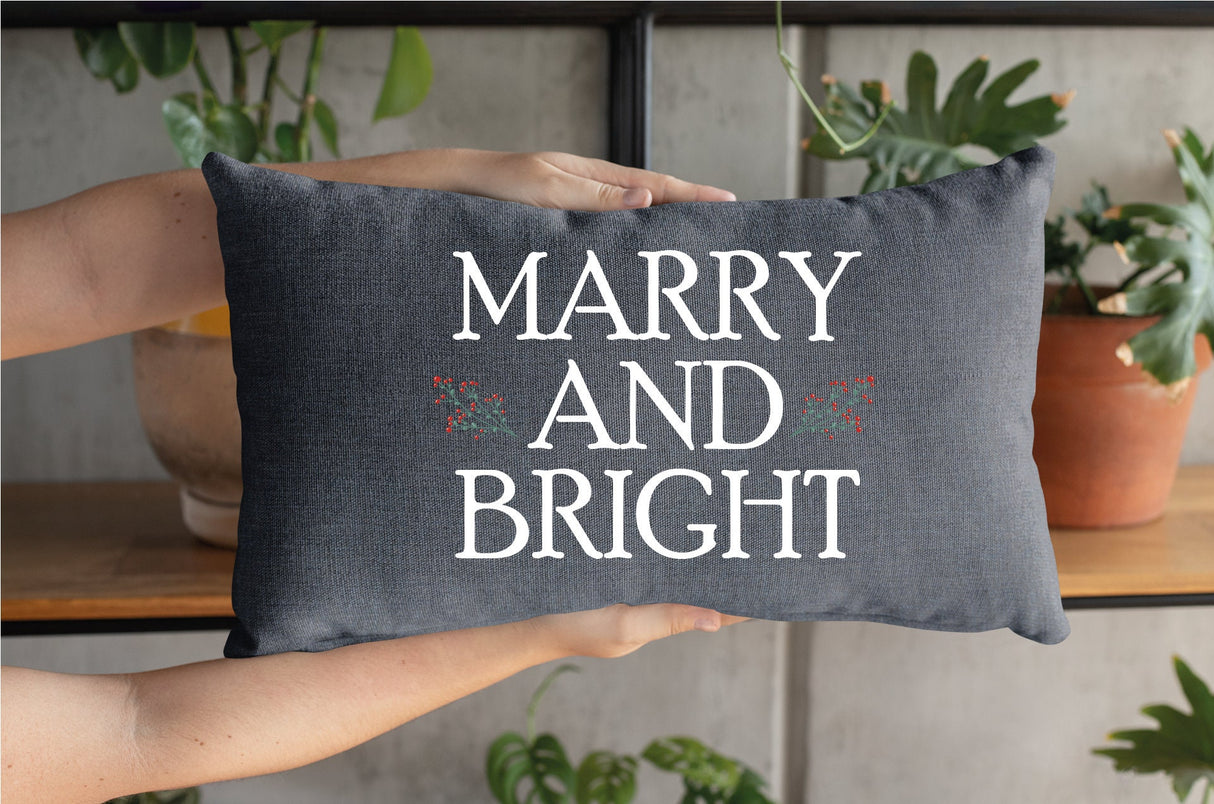 Merry and Bright Pillow, Christmas Pillow Cover, Christmas Cushion, Christmas Decor, Farmhouse Decor, Merry Pillow, Rustic Home Decor, Gift - Arria Home