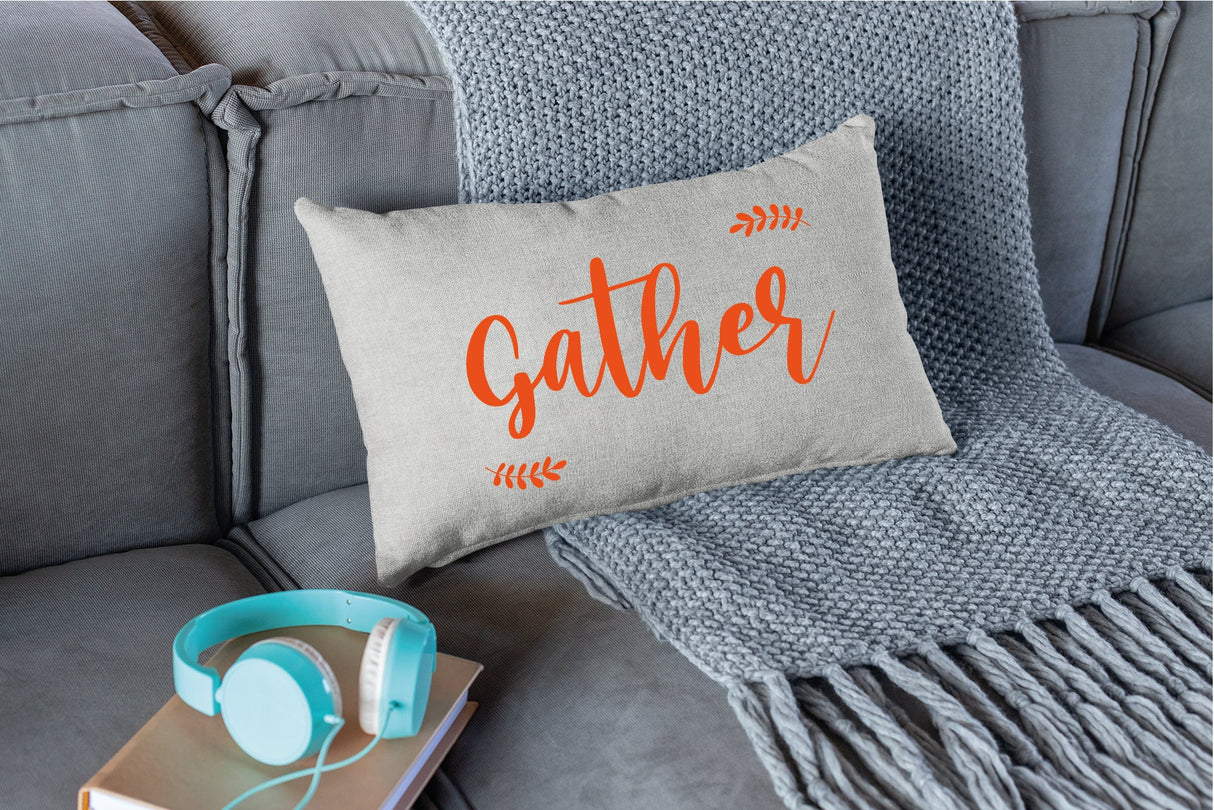 Gather Pillow, Fall Decor, Thanksgiving Decor, Fall Farmhouse Pillow, Decorative Pillow, Rustic Home Decor, Fall Pillow, Autumn Decor, Fall - Arria Home