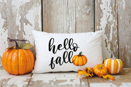 Hello Fall Pillow, Fall Decor, Thanksgiving Decor, Pumpkin Pillow, Fall Farmhouse Pillow, Fall Pillow, Thanksgiving Pillow, Autumn, Pumpkin - Arria Home