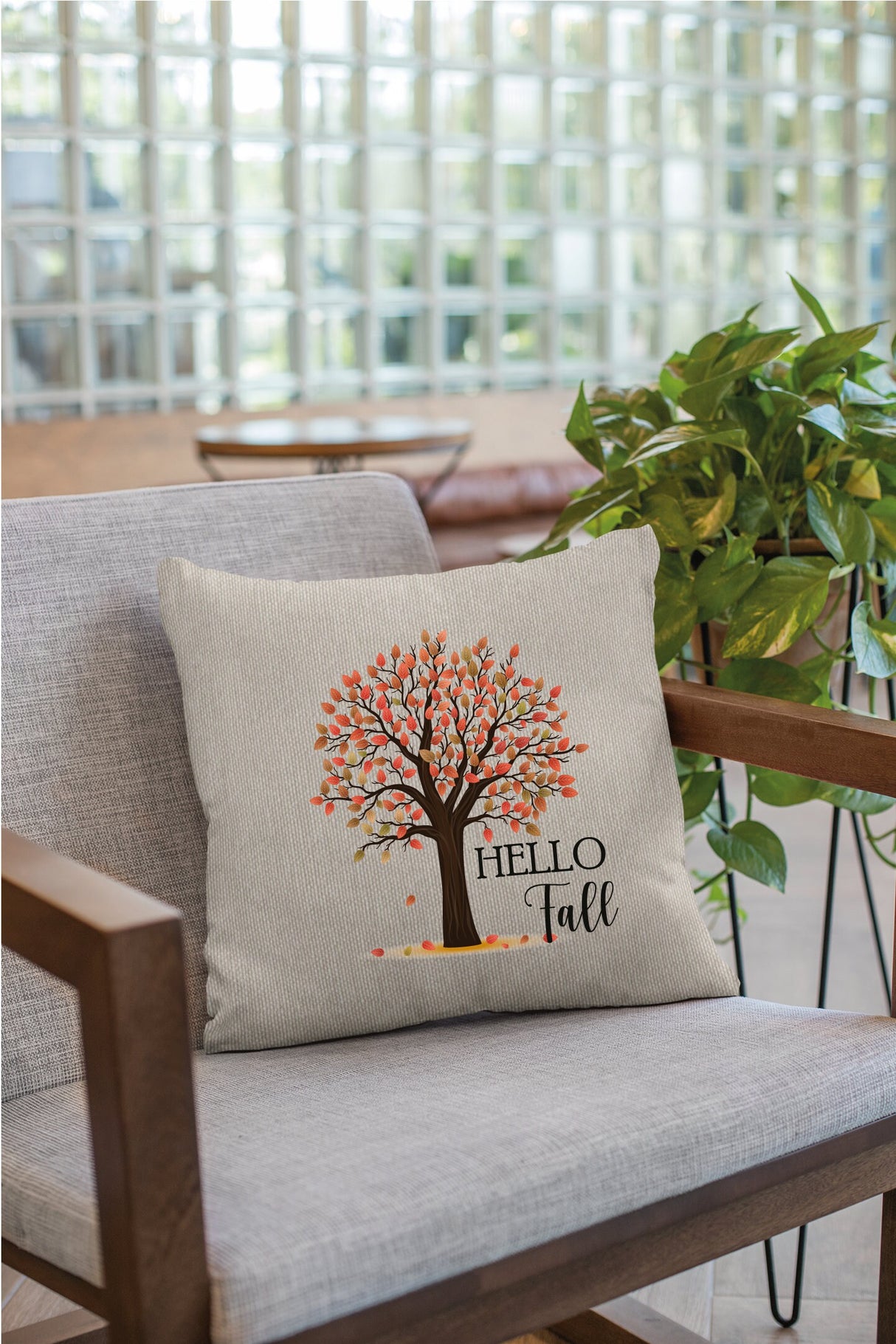 Hello Fall Tree Pillow, Fall Decor, Autumn Decor, Fall Pillow Cover, Fall Farmhouse Pillow, Rustic Decor, Fall Decorative Pillow, Autumn - Arria Home