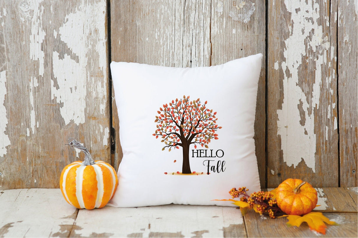 Hello Fall Tree Pillow, Fall Decor, Autumn Decor, Fall Pillow Cover, Fall Farmhouse Pillow, Rustic Decor, Fall Decorative Pillow, Autumn - Arria Home