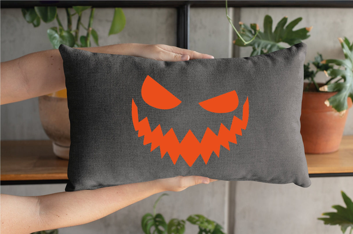 Halloween Pillow, Pumpkin Pillow Cover, Pumpkin Face Pillow, Spooky Decor, Halloween Decor, Pumpkin Throw Pillow, Fall Pumpkin Decor Pillow - Arria Home