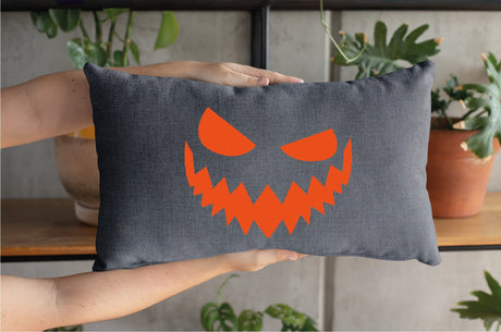 Halloween Pillow, Pumpkin Pillow Cover, Pumpkin Face Pillow, Spooky Decor, Halloween Decor, Pumpkin Throw Pillow, Fall Pumpkin Decor Pillow - Arria Home