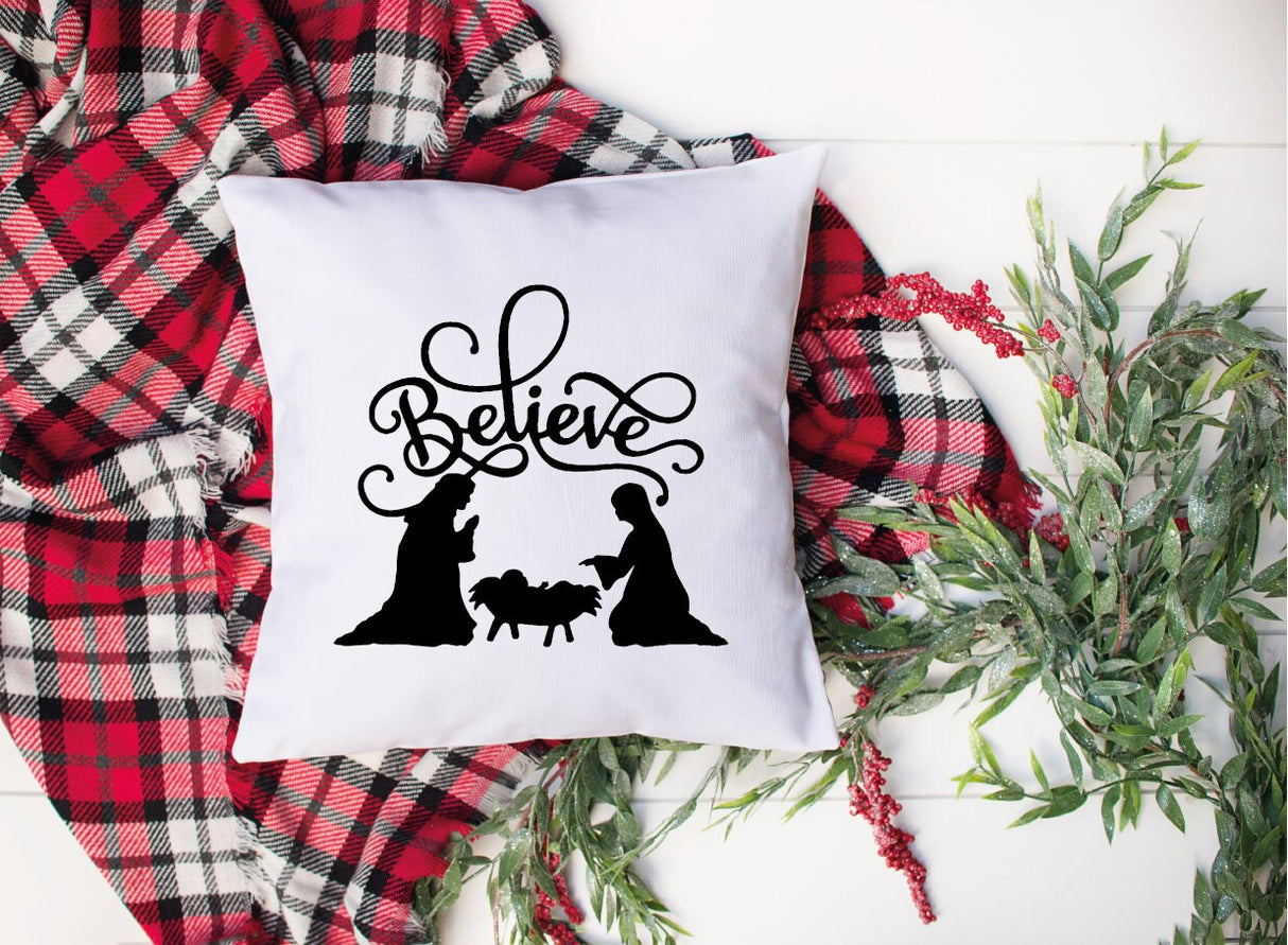 Holy Night Pillow, Xmas Pillow Cover, Believe Pillow, Noel Throw Pillow, Noel Decor, Christmas Decor, Xmas Pillowcase, Farmhouse, Rustic - Arria Home