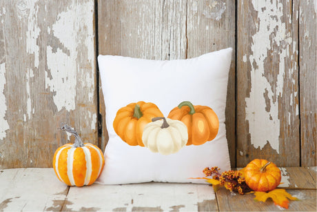 Pumpkin Throw Pillow, Pumpkin Decor, Fall Pillow Cover, Pumpkin Cushion, Autumn Decor, Watercolor, Fall Decor, Farmhouse Decor, Rustic Decor - Arria Home