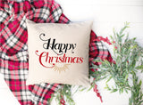 Happy Christmas Pillow, Christmas Pillow Cover, Christmas Cushion, Christmas Cushion, Farmhouse Pillow, Rustic Home Decor, Christmas Gift - Arria Home