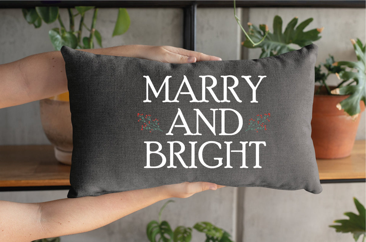 Merry and Bright Pillow, Christmas Pillow Cover, Christmas Cushion, Christmas Decor, Farmhouse Decor, Merry Pillow, Rustic Home Decor, Gift - Arria Home