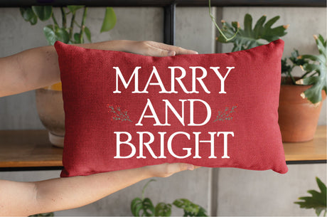 Merry and Bright Pillow, Christmas Pillow Cover, Christmas Cushion, Christmas Decor, Farmhouse Decor, Merry Pillow, Rustic Home Decor, Gift - Arria Home