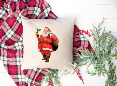 Santa Claus Pillow, Christmas Pillow, Christmas Decor, Santa Pillow Cover, Christmas Cushion, Farmhouse Pillow, Rustic Home Decor, Christmas - Arria Home