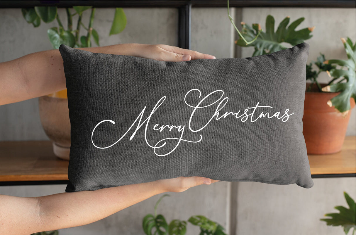 Merry Christmas Pillow, Christmas Pillow Cover, Christmas Decor, Christmas Cushion, Farmhouse Pillow, Rustic Home Decor, Winter Pillow, Gift - Arria Home