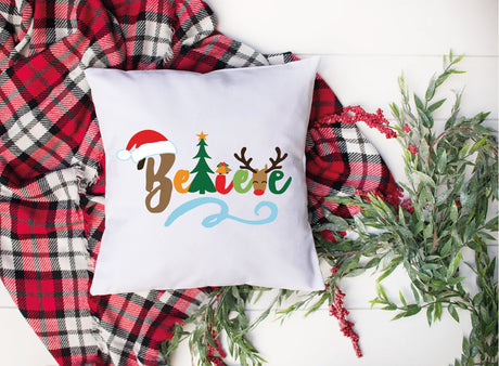 Believe Christmas Pillow Cover, Christmas Cushion, Santa Decor, Noel Cushion, Xmas Pillow Cover, Noel Decor, Merry Christmas, Holy Night - Arria Home