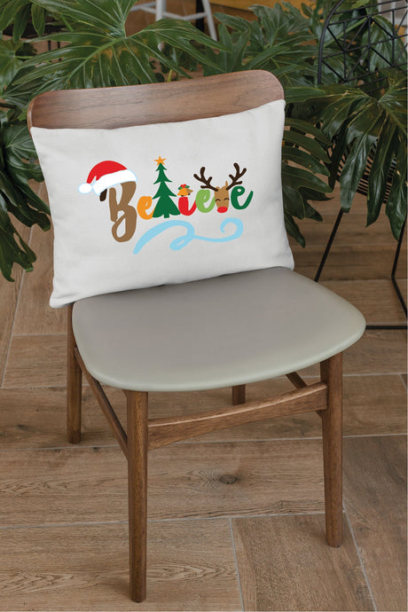 Believe Christmas Pillow Cover, Christmas Cushion, Santa Decor, Noel Cushion, Xmas Pillow Cover, Noel Decor, Merry Christmas, Holy Night - Arria Home