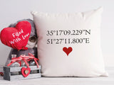 Personalize Coordinates Pillow, Valentine Pillow, Latitude Longitude Pillow, Custom Throw Pillow, Valentine Decor, Valentine Craft, Gift - Arria Home