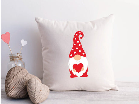 Gnome Heart Pillow, Valentine Pillow, Garden Gnome Heart, Valentines Day Decor, Gift For Her, Valentine Craft, Couple Gift, Valentine Gift - Arria Home