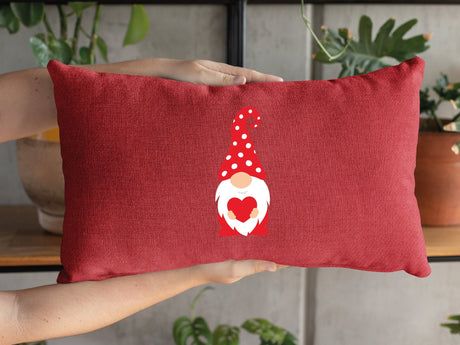 Gnome Heart Pillow, Valentine Pillow, Garden Gnome Heart, Valentines Day Decor, Gift For Her, Valentine Craft, Couple Gift, Valentine Gift - Arria Home