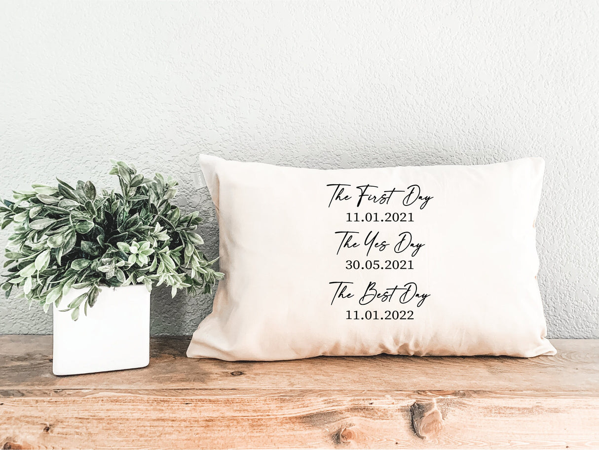 Custom Anniversary Pillow Personalize Couple, Engagement Gift, Wedding Gift, Newlywed Gift, Gift for Her, Present for Wife, Personalize Gift - Arria Home