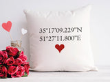 Personalize Coordinates Pillow, Valentine Pillow, Latitude Longitude Pillow, Custom Throw Pillow, Valentine Decor, Valentine Craft, Gift - Arria Home