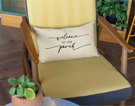 Porch Life Pillow, Outdoor Decor, Bench Cushion, Farmhouse Decor, Personalize Pillow, Custom Pillow Cover, Welcome to Our Poch Pillow, Gift - Arria Home