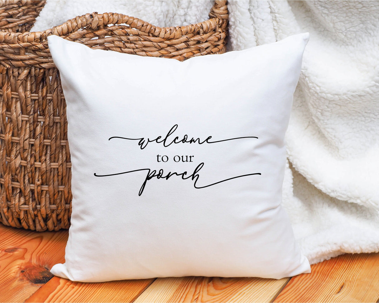 Porch Life Pillow, Outdoor Decor, Bench Cushion, Farmhouse Decor, Personalize Pillow, Custom Pillow Cover, Welcome to Our Poch Pillow, Gift - Arria Home