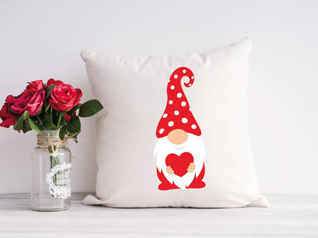 Gnome Heart Pillow, Valentine Pillow, Garden Gnome Heart, Valentines Day Decor, Gift For Her, Valentine Craft, Couple Gift, Valentine Gift - Arria Home