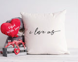 I love Us Pillow, Caligraphy Lumbar Pillow, Gift For Her, Gift For Him, Cozy Home Decor, Anniversary Gift, Valentines Day Decor, Red - Arria Home