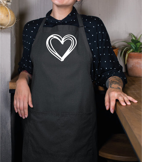 Double Heart Apron, Love Heart Custom Apron, Cute Apron, Present for Mom, Gift for Her, Valentine Apron, Valentine Gift Idea, Personalize - Arria Home