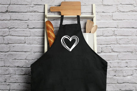 Double Heart Apron, Love Heart Custom Apron, Cute Apron, Present for Mom, Gift for Her, Valentine Apron, Valentine Gift Idea, Personalize - Arria Home